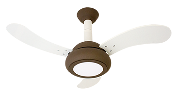 Ventilador One LED 3P Marrom-Pás Brancas