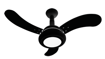 Ventilador One LED 3P Preto-Pás Preta