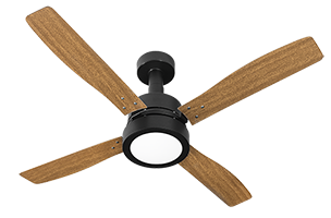 Ventilador Vintage 4P Preto-Pás Mogno